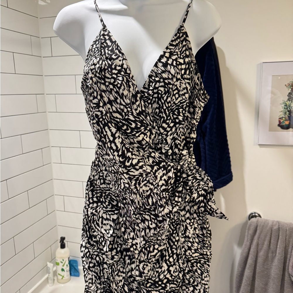 Black and White Women's Wrap Dress